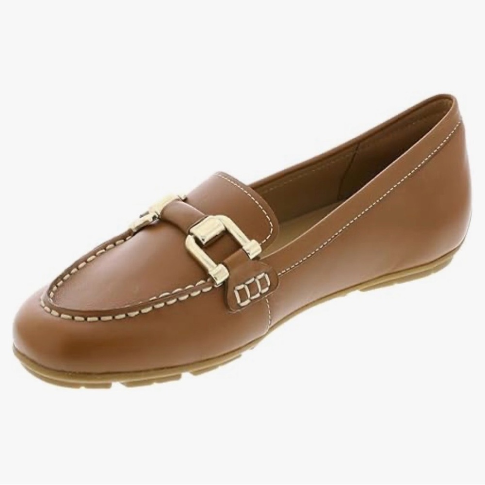 Easy Spirit Women's Brown Slip-On Loafer with Gold Accent